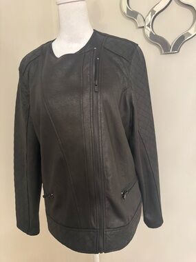 Liverpool Black Quilted-Sleeve Leather Moto Jacket